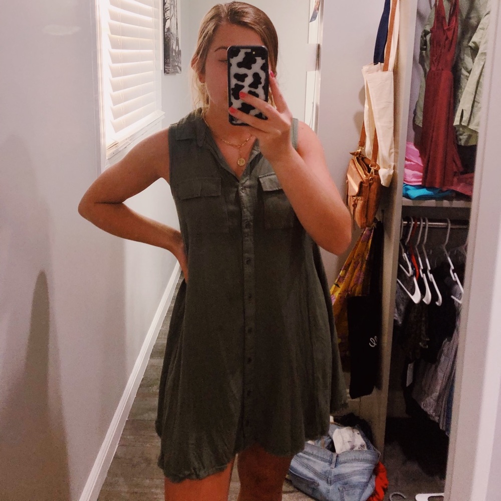 Army Green Tank Top Dress